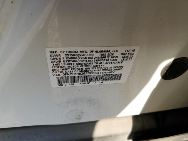 5FNYF5H83GB022028 Honda PILOT EXL