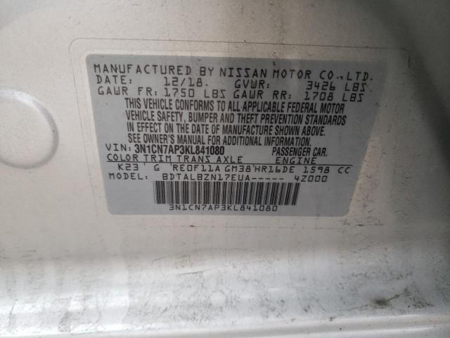 3N1CN7AP3KL841080 Nissan VERSA S