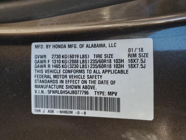 5FNRL6H54JB077796 Honda ODYSSEY EX