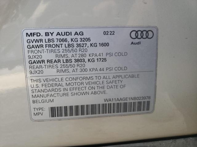 WA11AAGE1NB023978 Audi E-tron Sportback Premium