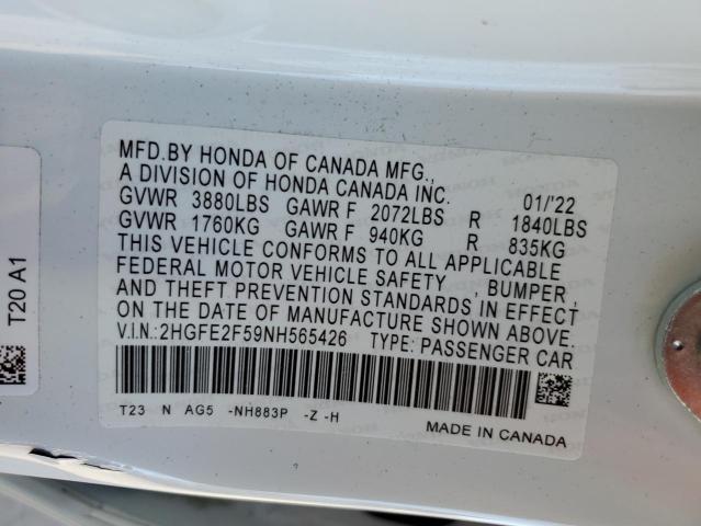 2HGFE2F59NH565426 Honda Civic Sport