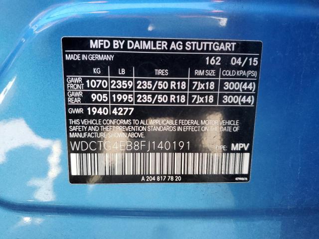 WDCTG4EB8FJ140191 Mercedes-Benz GLA 250