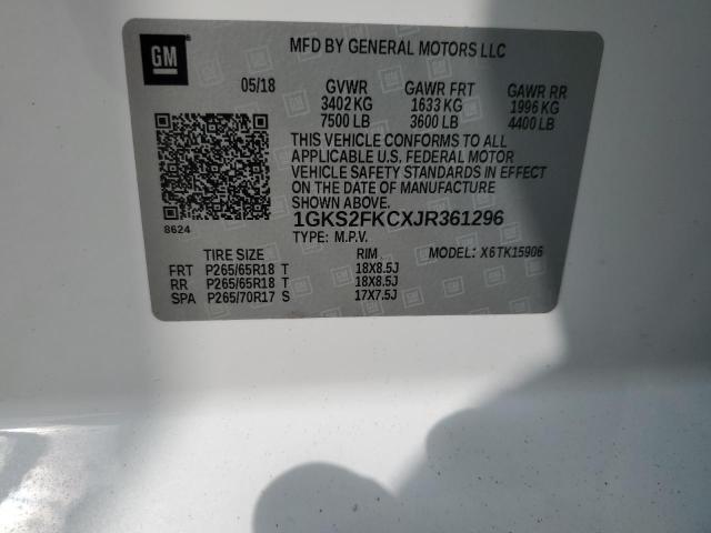 1GKS2FKCXJR361296 GMC Yukon Xl K1500 Sle