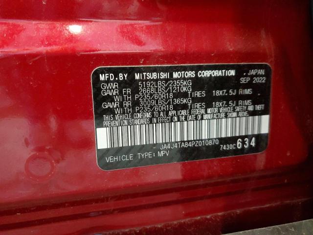 JA4J4TA84PZ010870 Mitsubishi Outlander Es