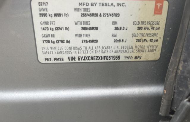 5YJXCAE2XHF051959 Tesla MODEL X