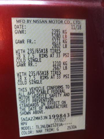 5N1AZ2MH3JN199843 Nissan MURANO S