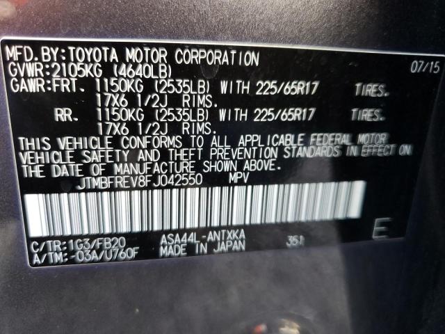 Toyota RAV4 LE 2015 JTMBFREV8FJ042550 Image 12