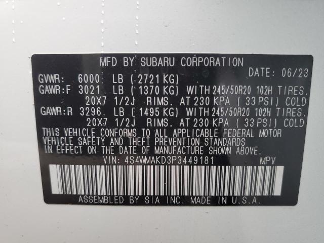 4S4WMAKD3P3449181 Subaru Ascent Limited