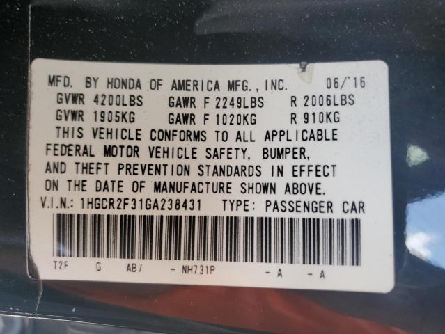 1HGCR2F31GA238431 Honda ACCORD LX