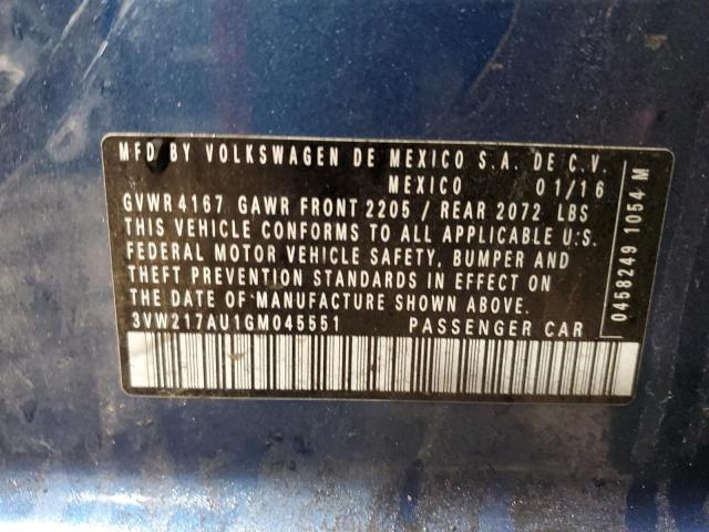 3VW217AU1GM045551 Volkswagen GOLF S/SE