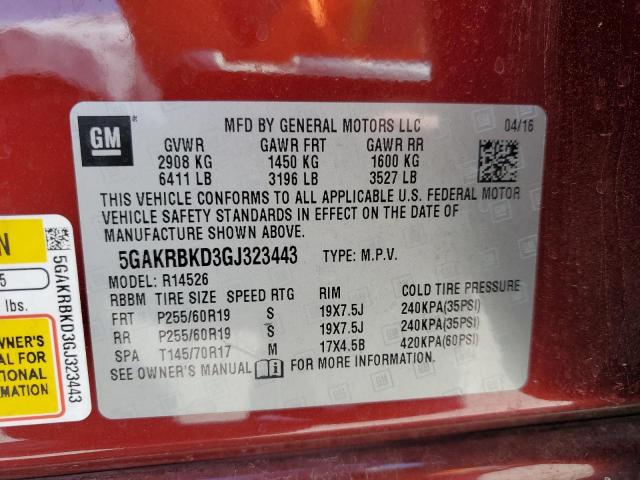 5GAKRBKD3GJ323443 Buick Enclave
