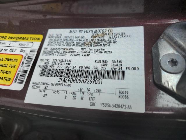 3FA6P0HD9HR269001 Ford FUSION SE