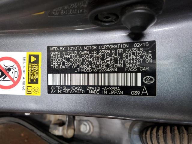 JTHKD5BH6F2234894 Lexus CT 200