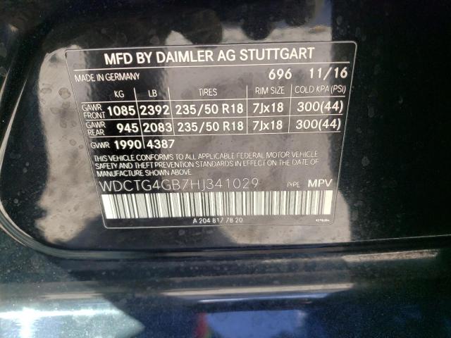 WDCTG4GB7HJ341029 Mercedes-Benz Gla 250 4matic