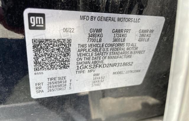 1GKS2FKD2NR318652 GMC Yukon Xl K1500 Sle