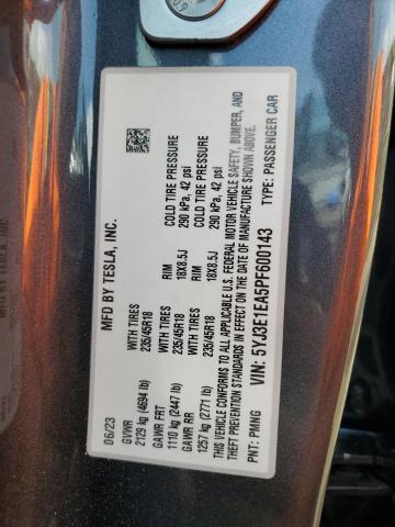 5YJ3E1EA5PF600143 Tesla MODEL 3