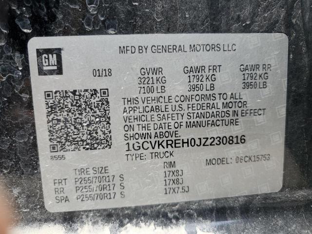 1GCVKREH0JZ230816 Chevrolet Silverado K1500 Lt