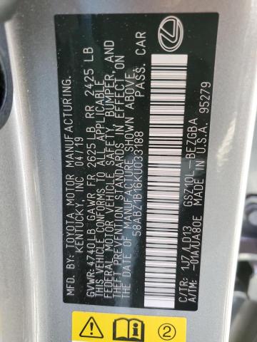 58ABZ1B16KU033188 Lexus ES 350