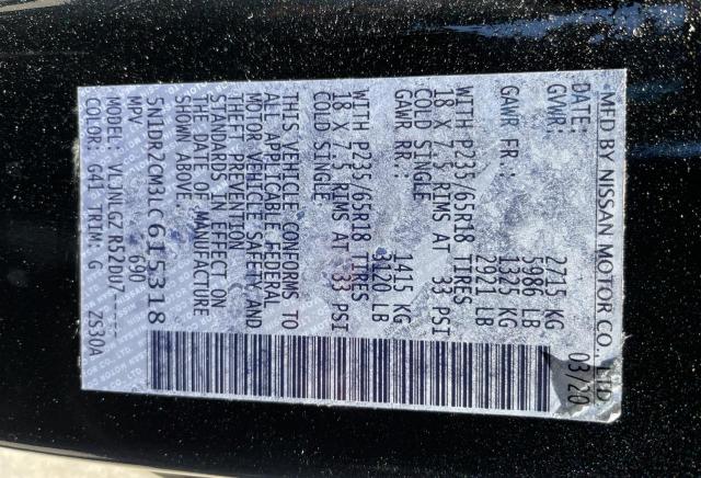 5N1DR2CM3LC615318 Nissan Pathfinder Sl