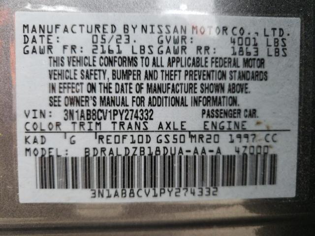 3N1AB8CV1PY274332 Nissan SENTRA SV