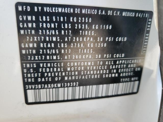 3VV3B7AX5KM139392 Volkswagen TIGUAN SE