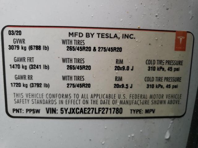 5YJXCAE27LF271780 Tesla MODEL X