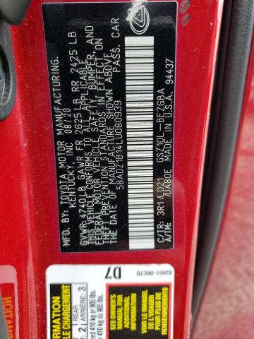58ADZ1B14LU080939 Lexus ES 350