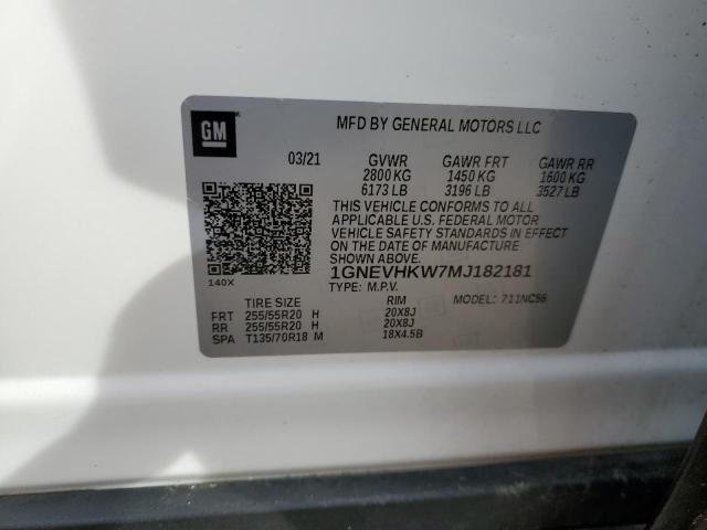 1GNEVHKW7MJ182181 Chevrolet Traverse Lt
