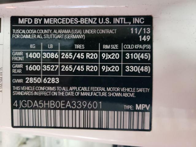 4JGDA5HB0EA339601 Mercedes-Benz Ml 350 4matic