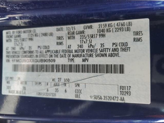1FMCU9GXXGUB90509 Ford ESCAPE SE
