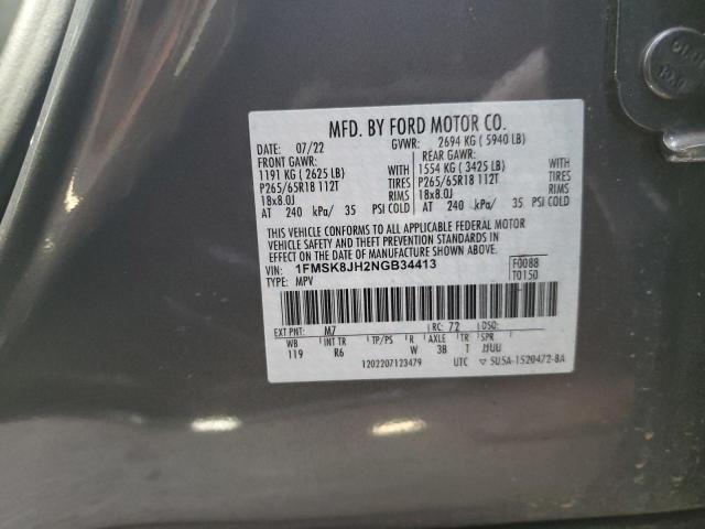 1FMSK8JH2NGB34413 Ford Explorer Timberline