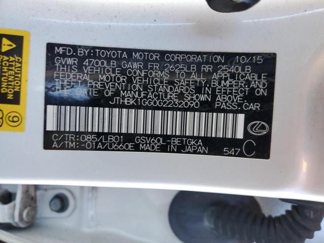 JTHBK1GG0G2232090 Lexus ES 350