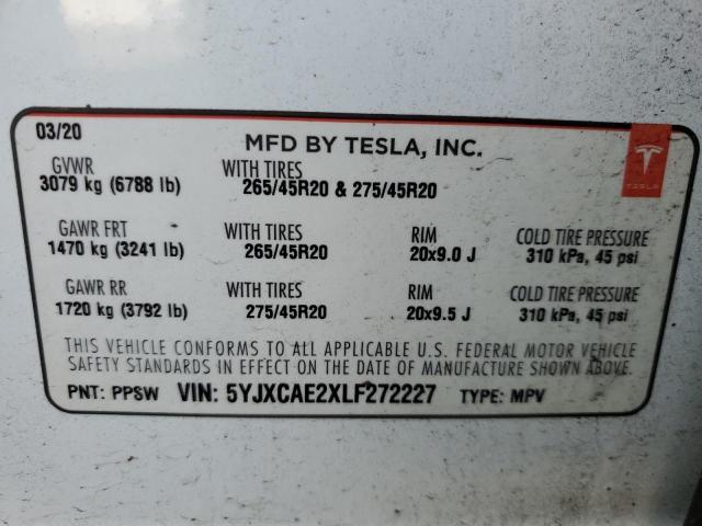 5YJXCAE2XLF272227 Tesla MODEL X