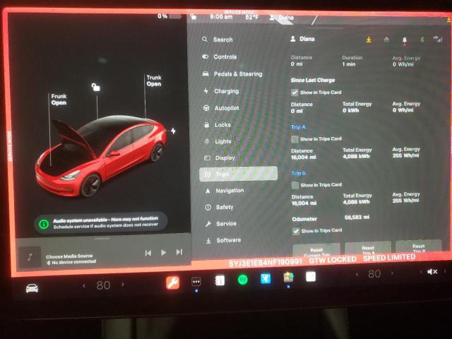 5YJ3E1EB4NF190991 Tesla MODEL 3