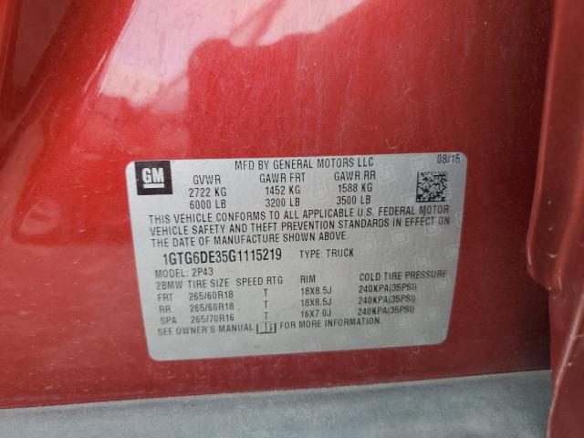 1GTG6DE35G1115219 GMC CANYON SLT