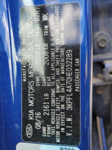 3KPFL4A70HE032289 KIA FORTE LX