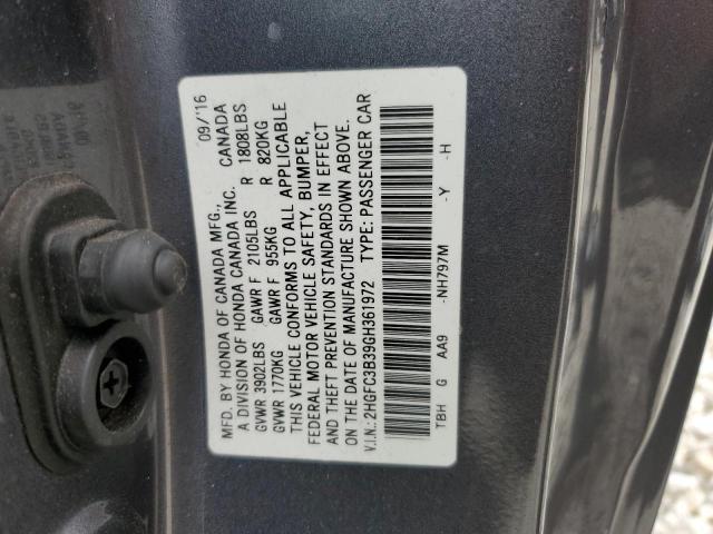 2HGFC3B39GH361972 Honda CIVIC EX