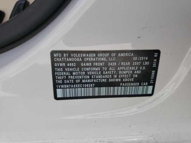1VWBN7A3XEC108267 Volkswagen PASSAT SE