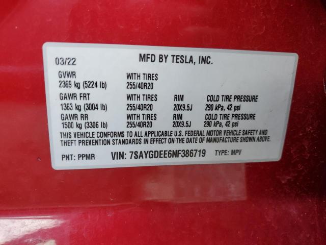 7SAYGDEE6NF386719 Tesla Model Y