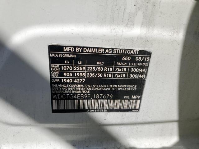 WDCTG4EB9FJ187679 Mercedes-Benz GLA 250
