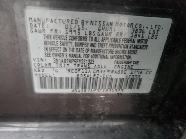3N1AB7AP9FY231323 Nissan SENTRA S