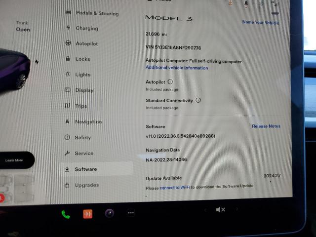 5YJ3E1EA8NF290776 Tesla MODEL 3
