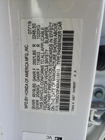 1HGCV3F40KA018913 Honda Accord Hybrid Ex