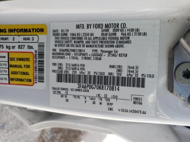 3FA6P0G70KR170814 Ford FUSION S