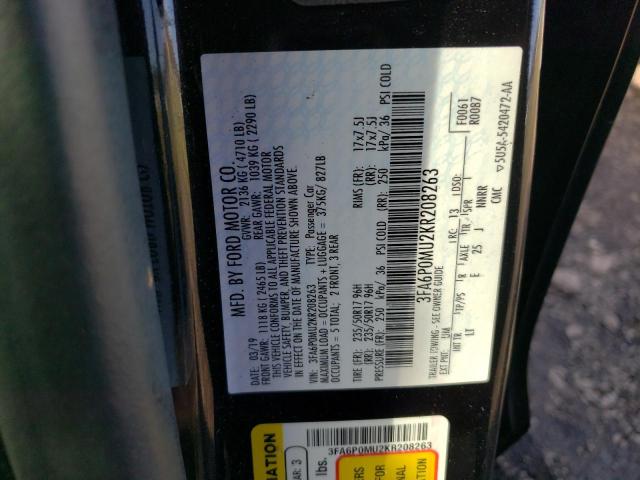 3FA6P0MU2KR208263 Ford FUSION SEL
