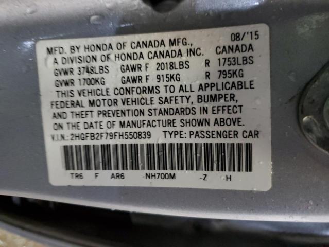 2HGFB2F79FH550839 Honda CIVIC SE