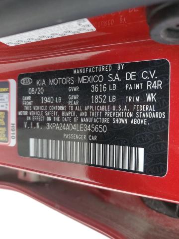 3KPA24AD4LE345650 KIA RIO LX