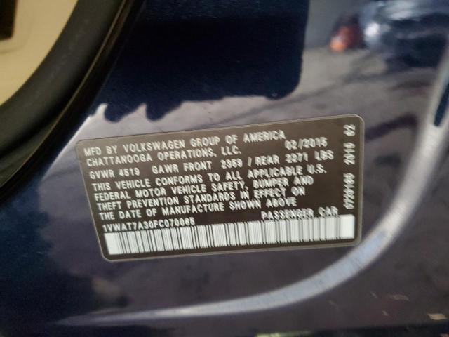 1VWAT7A30FC070065 Volkswagen PASSAT S