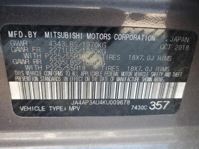 JA4AP3AU4KU009678 Mitsubishi Outlander Sport Es