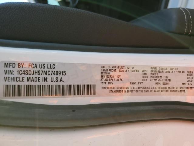 1C4SDJH97MC740915 Dodge Durango Srt Hellcat